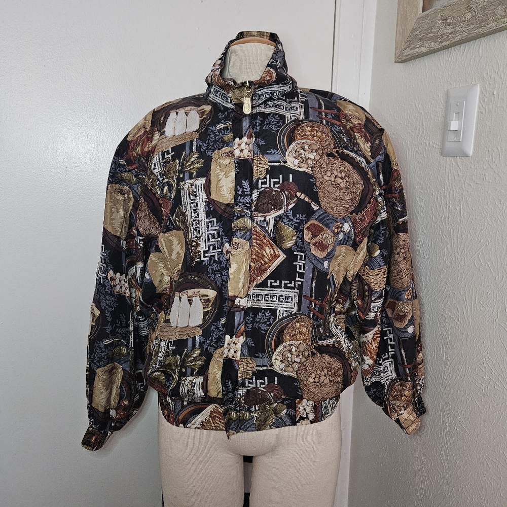 VTG FUDA International Harvest Windbreaker Bomber Jacket 100% Silk S EUC
